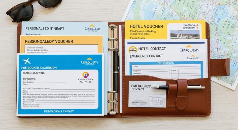 Documentación completa con vouchers y contactos de emergencia para tus consejos viajes de lujo personalizados