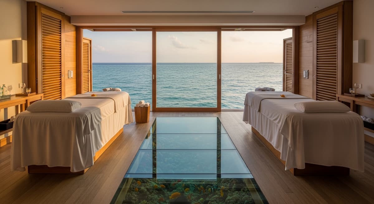 Arquitectura de Bienestar en Maldivas Diseño de spa sobre el agua con arquitectura minimalista de lujo en Maldivas