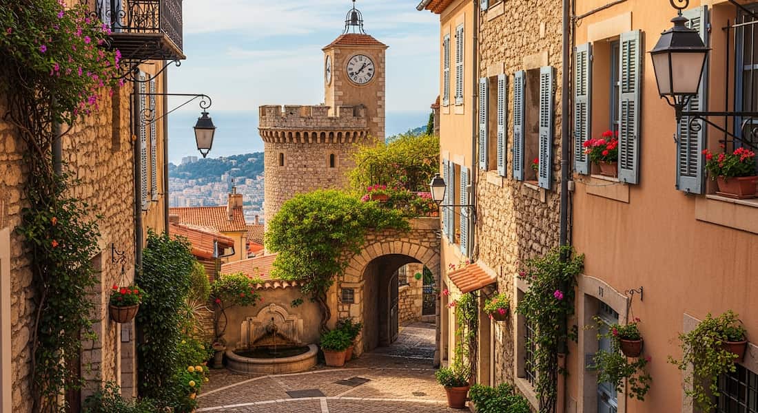 Le Suquet casco antiguo de Cannes con calles empedradas provenzales