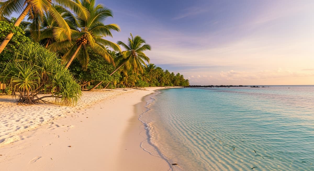 Playa de arena blanca con aguas cristalinas en Nosy Be Madagascar