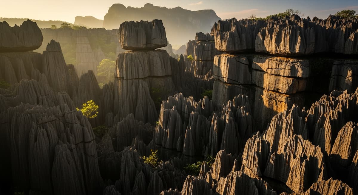 Formaciones de piedra caliza en los Tsingy de Bemaraha Patrimonio UNESCO Madagascar