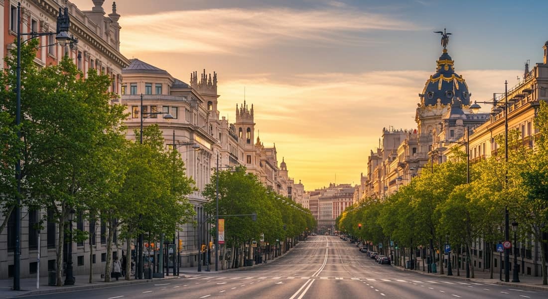 Vistas del Paseo del Prado durante un viaje de lujo a Madrid
