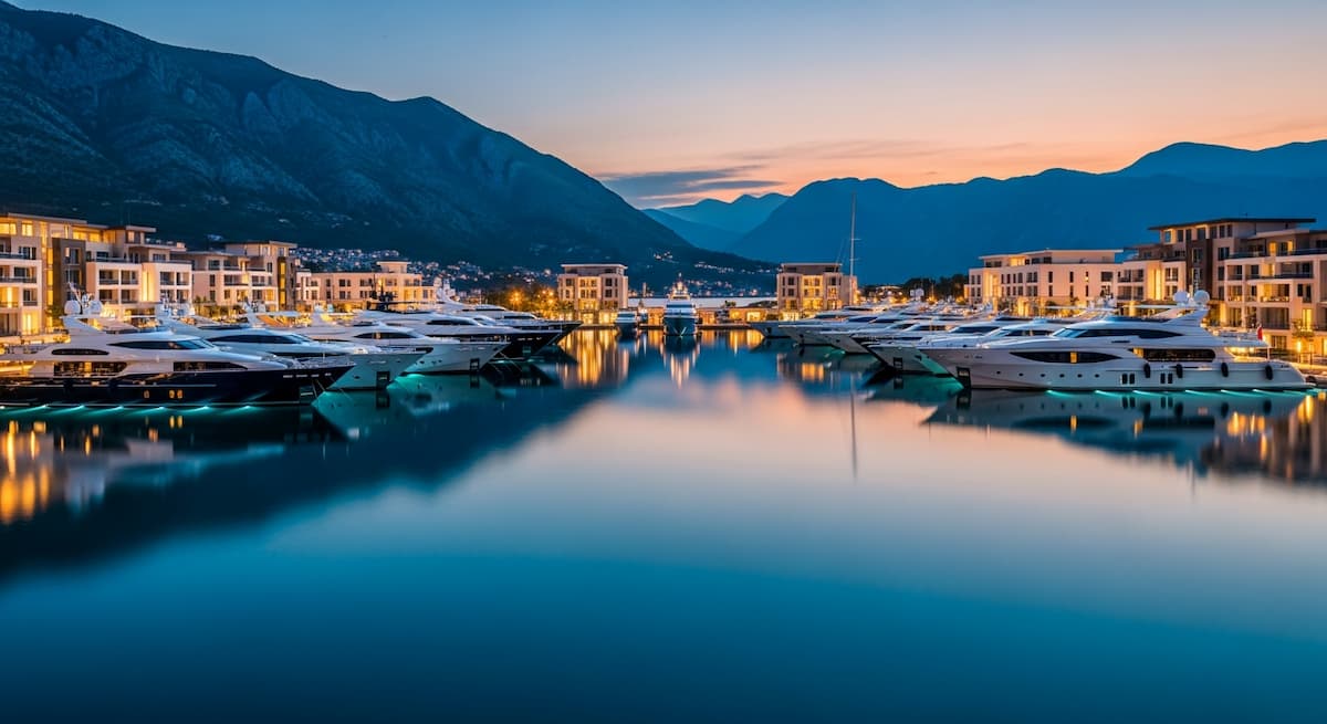 puerto deportivo Porto Montenegro con superyates en Tivat