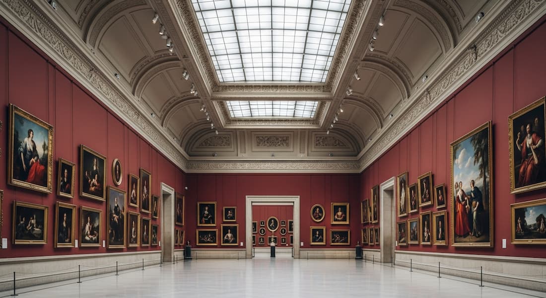 Interior sofisticado de una sala de museo en un viaje de lujo a Madrid
