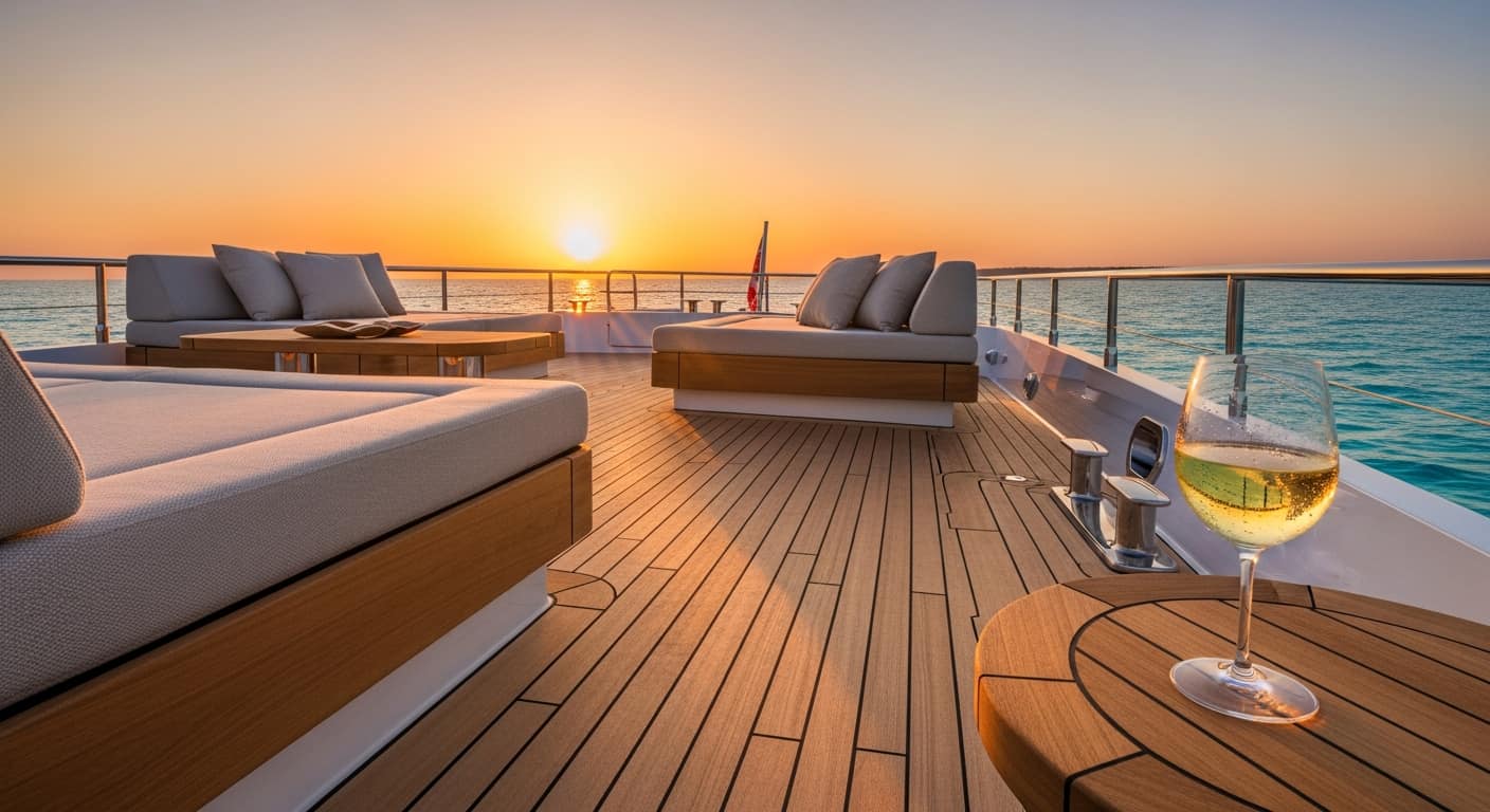 Yate de lujo fondeado en una cala secreta de aguas turquesas en el Golfo de Orosei